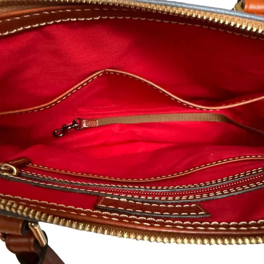 Dooney & Bourke pebble grain zip zip leather satchel crossbody blue